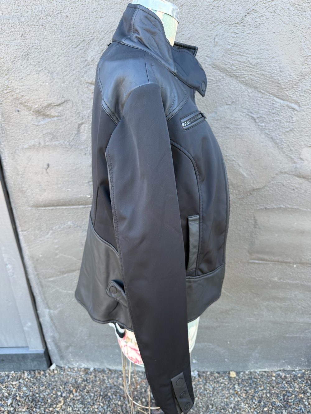 blanc noir Black Lightweight Jacket with High Stand Collar - Picture 2 of 4